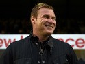 David Flitcroft, Manager of Bury smiles during the Capital One Cup second round match between Bury and Leicester City at Gigg Lane on August 25, 2015