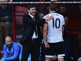 Mauricio Pochettino Manager of Tottenham Hotspur congratulates Harry Kane as he is substituted during the Barclays Premier League match between A.F.C. Bournemouth and Tottenham Hotspur at Vitality Stadium on October 25, 2015 in Bournemouth, England.