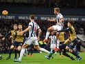 James Morrison of West Bromwich Albion scores his team's first goal during the Barclays Premier League match between West Bromwich Albion and Arsenal at The Hawthorns on November 21, 2015