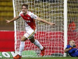Monaco's Croatian midfielder Mario Pasalic celebrates after scoring a goal during the French L1 football match Monaco between and Nantes on november 21, 2015 at the'Louis II Stadium in Monaco.