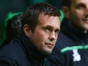 Ronny Deila manager of Celtic looks on prior to the UEFA Europa League Group A match between Celtic FC and AFC Ajax at Celtic Park on November 26, 2015 in Glasgow, United Kingdom.