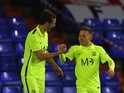 Jack Payne of Southend United celebrates after scoring the opening goal during the Sky Bet League One match between Oldham Athletic and Southend United at Boundary Park on November 24, 2015