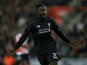 Liverpool's Belgian striker Daniel Origi celebrates scoring his team's fourth goal during the English League Cup quarter-final football match between Southampton and Liverpool at St Mary's Stadium in Southampton, southern England on December 2, 2015