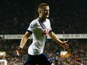 Eric Dier of Tottenham Hotspur celebrates as he scores their first goal during the Barclays Premier League match between Tottenham Hotspur and Newcastle United at White Hart Lane on December 13, 2015 in London, England.
