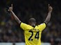 Odion Ighalo celebrates scoring Watford's second against Liverpool on December 20, 2015