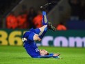 Jamie Vardy attempts auto-fellatio during the game between Leicester City and Manchester City on December 29, 2015