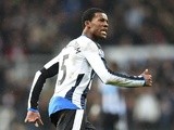 Georginio Wijnaldum of Newcastle United celebrates as he scores their first goal during the Premier League match against Manchester United at St James' Park on January 12, 2016