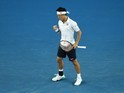 Kei Nishikori in action on day three of the Australian Open on January 20, 2016