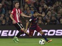 Luiz Suarez and Aymeric Laporte in action during the Copa del Rey game between Barcelona and Athletic Bilbao on January 27, 2016