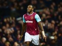 Michail Antonio celebrates scoring during the Premier League game between West Ham and Aston Villa on February 2, 2016