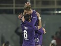 Federico Bernardeschi celebrates scoring during the Europa League game between Fiorentina and Tottenham Hotspur on February 18, 2016