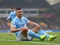 Sergio Aguero takes a seat during the Premier League game between Norwich City and Manchester City on March 12, 2016