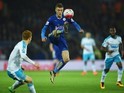 Jamie Vardy in action during the Premier League game between Leicester City and Newcastle United on March 14, 2016