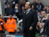 Rafael 'show me the money' Benitez gestures during the Premier League game between Newcastle United and Sunderland on March 20, 2016