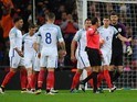 England players complain to the referee during the international friendly against Netherlands on March 29, 2016