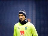 Zlatan Ibrahimovic in action during a Sweden training session on March 28, 2016