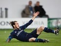 Gareth Bale goes down during the Champions League quarter-final between Wolfsburg and Real Madrid on April 6, 2016