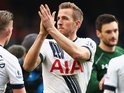 Harry Kane applauds at the end of the Premier League game between Tottenham Hotspur and Manchester United on April 10, 2016