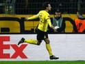 Mats Hummels celebrates his equaliser during the Europa League quarter-final between Borussia Dortmund and Liverpool on April 7, 2016