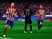 Saul Niguez celebrates after giving Atletico Madrid the lead against Bayern Munich in their Champions League semi-final at the Vicente Calderon on April 27, 2016