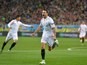 Vitolo celebrates the opener during the Europa League semi-final between Shakhtar Donetsk and Sevilla on April 28, 2016
