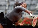 Serena Williams serves in her match against Christina McHale on day five of the Italian Open on May 12, 2016