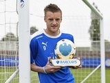 Jamie Vardy poses with his Player of the Season award for 2015-16