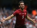 Hakan Calhanoglu celebrates his equaliser during the international friendly between England and Turkey on May 22, 2016
