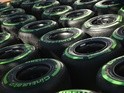 Pirelli Cinturato intermediate tyres during previews to the Australian Formula One Grand Prix at Albert Park on March 17, 2016