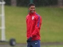 Marcus Rashford is all smiles during an England training session on May 25, 2016