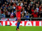 England striker Marcus Rashford walks off the field after scoring on his debut during the 2-1 win over Australia at the Stadium of Light on May 27, 2016