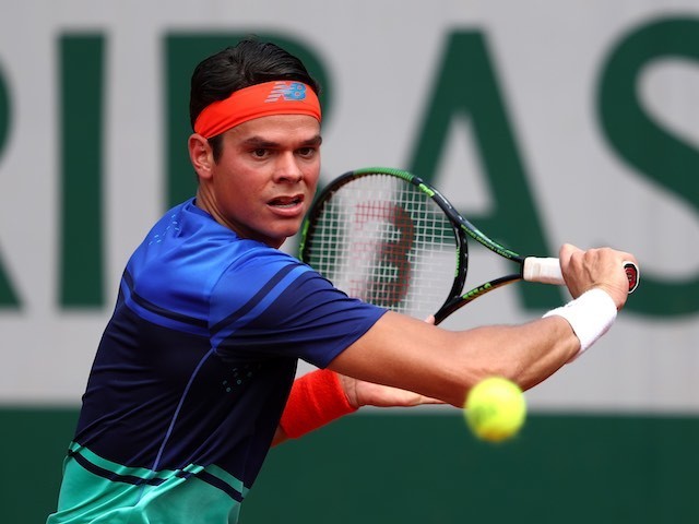 Milos Raonic in action at the French Open on May 27, 2016