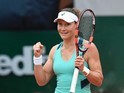 Sam Stosur celebrates victory at the French Open on June 1, 2016
