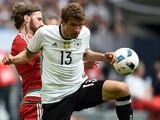 Thomas Muller and Tamas Kadar during the international friendly between Germany and Hungary on June 4, 2016