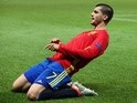 Alvaro Morata celebrates scoring his side's first goal during the Euro 2016 Group D match between Spain and Turkey on July 17, 2016