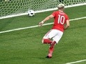 Aaron Ramsey scores the opener during the Euro 2016 Group B match between Russia and Wales on June 20, 2016