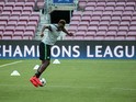 Celtic striker Moussa Dembele in training ahead of his side's Champions League clash with Barcelona at the Camp Nou on September 13, 2016