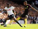 Tottenham Hotspur midfielder Victor Wanyama is challenged by Manchester City's Fernandinho during the Premier League clash between the two sides at White Hart Lane on October 2, 2016