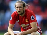 Daley Blind has a crouch during the Premier League game between Manchester United and Stoke City on October 2, 2016