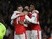 Mesut Ozil is congratulated by teammates on his hat-trick during the Champions League match between Arsenal and Ludogorets on October 19, 2016
