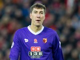 Watford goalkeeper Costel Pantilimon in action during his side's Premier League clash with Liverpool at Anfield on November 6, 2016