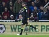 Diego Costa celebrates scoring during the Premier League game between Middlesbrough and Chelsea on November 20, 2016