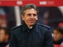 Claude Puel watches on during the Premier League game between Stoke City and Southampton on December 14, 2016