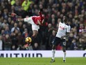 Paul Pogba and Victor Wanyama in action during the Premier League game between Manchester United and Tottenham Hotspur on December 11, 2016
