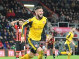 Arsenal striker Olivier Giroud celebrates after scoring a late equaliser during his side's Premier League clash with Bournemouth at the Vitality Stadium on January 3, 2017