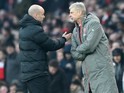 Arsene Wenger argues with Anthony Taylor during the Premier League game between Arsenal and Burnley on January 22, 2017