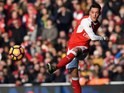 Mesut Ozil in action during the Premier League game between Arsenal and Burnley on January 22, 2017