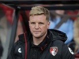 Eddie Howe watches on during the Premier League game between Bournemouth and Swansea City on March 18, 2017
