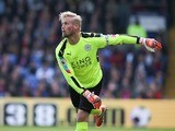 Kasper Schmeichel in action during the Premier League game between Crystal Palace and Leicester City on April 15, 2017