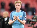 Man of the match Kevin De Bruyne applauds after the Premier League game between Southampton and Manchester City on April 15, 2017`